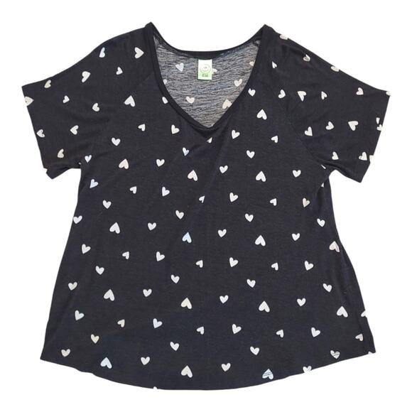 HONEYDEW 2pc Pajama Set Black White Short Sleeve Scoop Neck Elasticized Pants XL - Picture 2 of 7